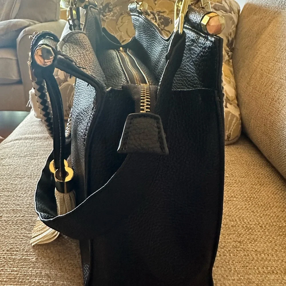 bebe Shoulder Bag or Satchel‎ with Braided White & Black Handles
